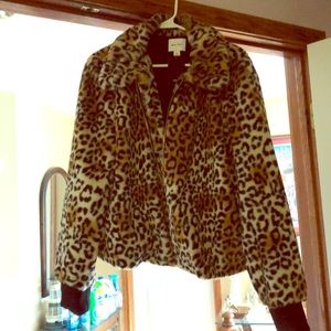 Nine West XXL faux leopard fur zip up jacket.